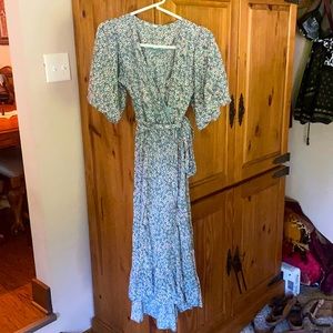 Sage & Rust floral wrap dress